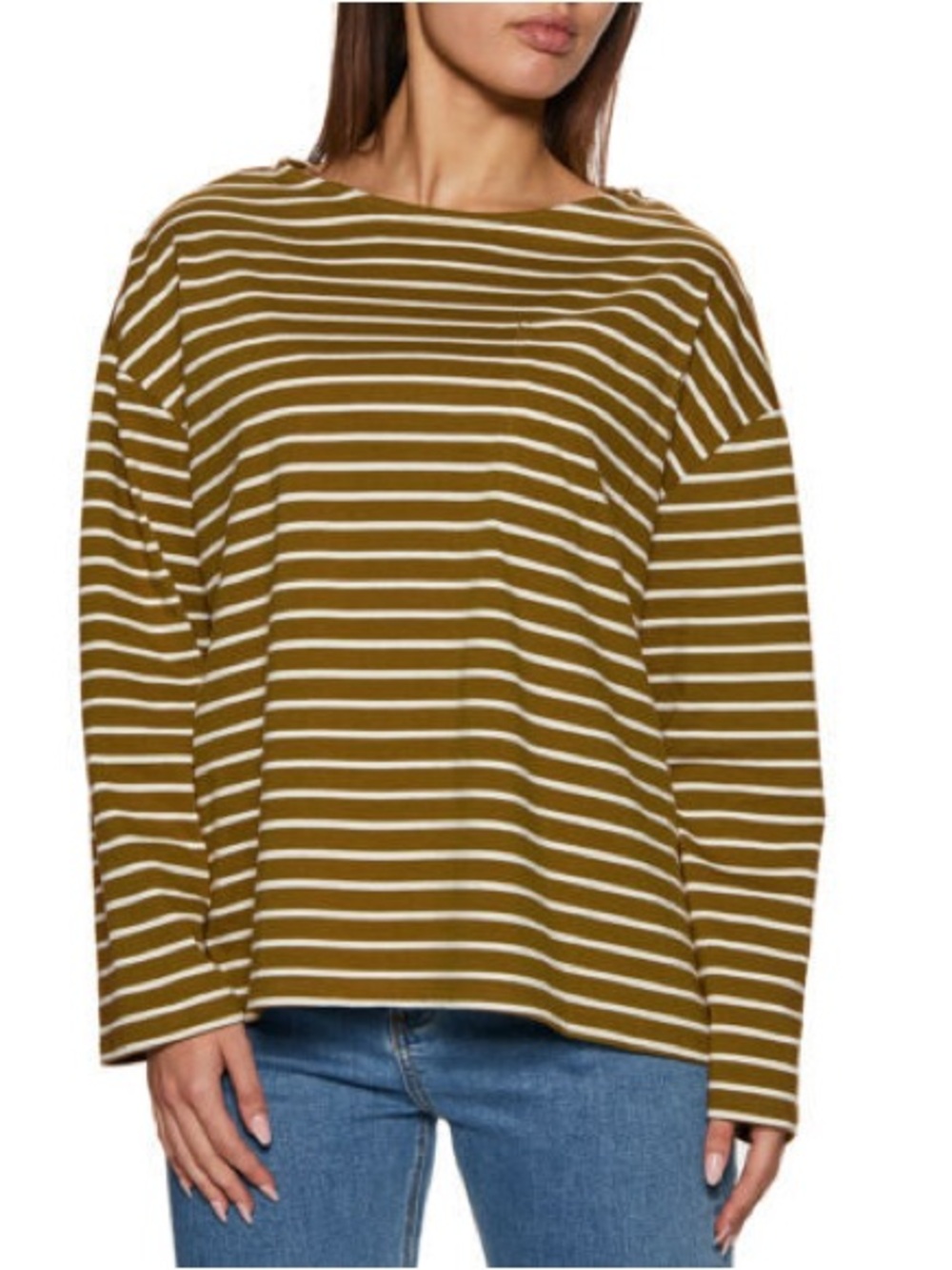 People Tree - Striped Brown and White Long Sleeve Women’s Top